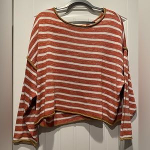 Red and white striped oversized sweater